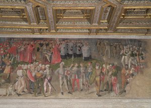 Přísaha věrnosti prvnímu kapitánovi Luigi Gonzagovi v roce 1328 (freska) od Italian School