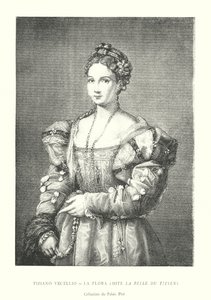 Tiziano Vecellio, La Flora, Say La Belle du Titien, Collection du Palais Pitti (rytina) od Italian School