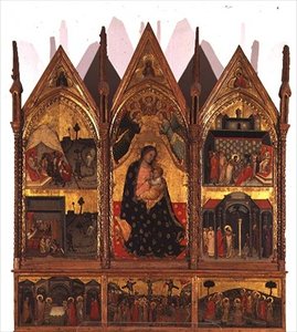 Triptych: Bartoloměje s předsádkou s výjevy ze života Krista, Marcheská škola. od Italian School