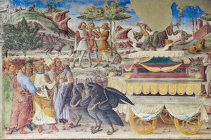 Triumph of Merkur, Hall of the Months, Northern Wall: "Červen", kolem 1468-70 (freska) od Italian School