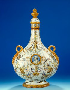 Váza ve tvaru tykve v majolice (majolice) vyrobená v továrnách na fajáns Fontana v Urbinu v Itálii 1570-1580 Paříž, Musee du Petro Palais od Italian School