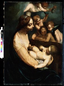 ""Madonna a dítě a andělé"" (Panna a dítě s anděly) Italská malba od počátku 17. století. Michail Kroshitsky Art Museum, Sevastopol (Sevastopol) Ukrajina od Italian School