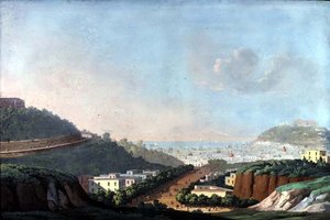 Pohled na Neapol z Capodimonte a zálivu Pozzouli (kvaš na papíře) od Italian School