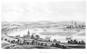 Pohled na Rochester v roce 1669, z Cesty Cosima III (1642-1723) velkovévoda z Toskánska, přes Anglii za vlády Karla II., anglický překlad, publikoval 1821 od Italian School