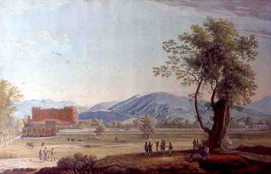 Pohled na vilu a park (akvarel na papíře) od Italian School