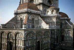 Pohled na apsidu florentské katedrály (Duomo Santa Maria del Fiore). 14.-15. století, Florencie, Itálie od Italian School