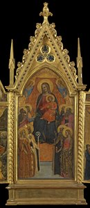 Panna a dítě na trůnu s osmi svatými (středový panel), cca 1330-70 (tempera na panelu) od Italian School