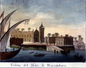 Wharf v Mosambiku, bývalé portugalské provincii. od Italian School