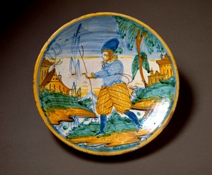 Mladý muž šlechty. Keramický talíř vyrobený v italském Viterbu. Konec 16. století Florencie, Museo Nazionale del Bargello od Italian School