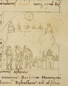 Ms.LAT.446 fol.2v Mudrci studují pohyb hvězd, aby určili přesné datum Pesachu, z Ortopaschy od poutníka Prisciana