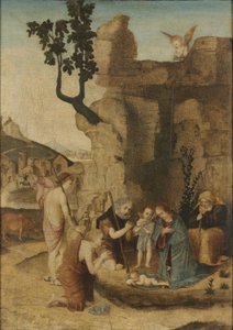 Klanění pastýřů, c. 1500 (olej na dřevě) od Italian School