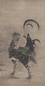 Kohouti, slepice a kuřátka, vlevo od páru, 1795 od Ito Jakuchu