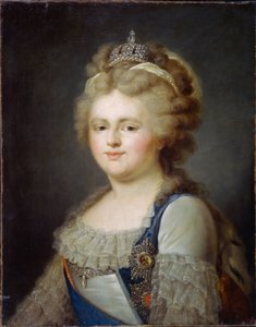 Portrét císařovny Marie Fiodorovny (rozené Sophie Dorothee de Württemberg Montbeliard) (1759-1828) (Portrét carevny Marie Fjodorovny). Obraz Ivana Afanasieviče Pustynina (1769- po 1812), olej na plátně, po 1796. Ruské umění od Ivan Afanasievich Pustynin
