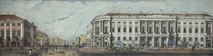 Policejní most se Stroganovským palácem. Z panoramatu Něvského prospektu, 1830 od Ivan Alexeyevich Ivanov