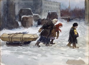 Vladimirov Ivan Alexejevič (1869-1947) pohřbil dělníka, který nebyl komunistou. Akvarel, kvaš na papíře od Ivan Alexeyevich Vladimirov
