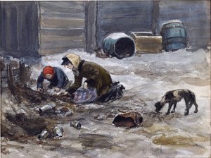 Hladová léta v Petrohradě (čerpáno z přírody) Vladimirov, Ivan Alexejevič (1869-1947). Akvarel, kvaš na papíře