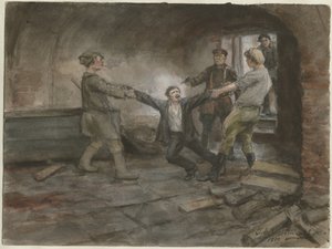 Muž držený a popravený ze série akvarelů Ruská revoluce, 1919 od Ivan Alexeyevich Vladimirov