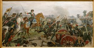 Poltavská bitva v roce 1709 (olej na plátně)