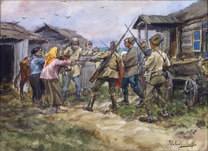 Rekvizice dobytka pro Rudou armádu ve vesnici nedaleko Lugy od Ivan Alexeyevich Vladimirov