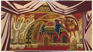 Dekor pro operu ""Carova nevěsta"" od Nicolase (Nikolaje) Rimského Korsakova (Rimského-Korsakova) (1844-1908). Dílo Ivana Jakovleviče Bilibina (Bilibin) (1876-1942), akvarel a kvaš na papíře od Ivan Yakovlevich Bilibin