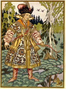 Princ Ivan a žabí princezna. (Ivan Carevič a žabí princezna). Ruská tradiční pohádka. Dílo Ivana Jakovleviče Bilibina (Bilibin) (1876-1942), akvarel a kvaš na papíře od Ivan Yakovlevich Bilibin