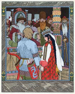 Carevič Ivan, ohnivý pták a šedý vlk, kolem roku 1899 (litografie) od Ivan Yakovlevich Bilibin