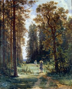 Cesta lesem Čištění krajiny v lese. Obraz Ivana Ivanoviče Šiškina (1832-1898) 1880 Petrohrad, Ermitáž od Ivan Ivanovich Shishkin