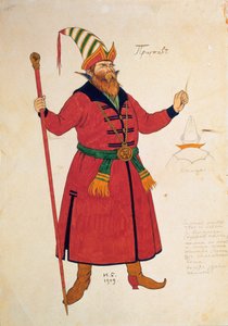 Kostýmní návrh pro Zlatého kohouta od Rimského-Korsakova, 1909 od Ivan Yakovlevich Bilibin