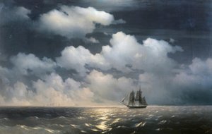 Dvě turecké lodě zaútočily na brigádu Mercury. od Ivan Konstantinovich Aivazovsky