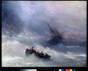 Duha, ztroskotání. Obraz Ivana Konstantinoviče Aivazoského (Ivan Konstantinovič Aivazovskij od Ivan Konstantinovich Aivazovsky