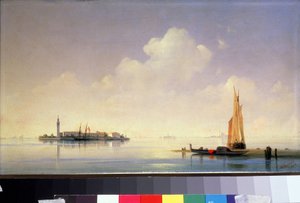 Benátská laguna, pohled na ostrov San Giorgio Maggiore (Saint-Georges-Majeur, Saint Georges Major) (Benátská laguna, pohled na San Giorgio Maggiore). Obraz Ivana Konstantinoviče Ajvazovského (Ivan Konstantinovič Ajvazovskij od Ivan Konstantinovich Aivazovsky