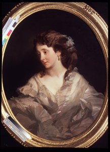 Portrét Alexandry Chelischeva. (Portrét A. Chelischeva). Obraz Ivan Kosmich Makarov (1822-1897), olej na plátně, kolem roku 1860. Ruské umění, portrét 19. století. Státní Treťjakovská galerie, Moskva.