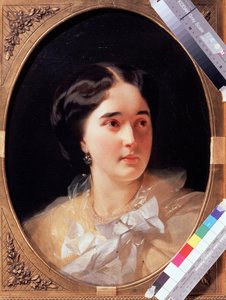 Portrét hraběnky Darji Olsufjevové (1836-?) (Portrét hraběnky D. Olsufjevové). Obraz Ivan Kosmich Makarov (1822-1897), olej na plátně