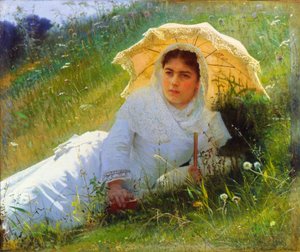 Horký den v trávě. poledne, 1883 od Ivan Kramskoy