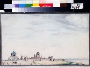 Pohled na Rostov, Kreml. (Pohled na Rostovský Kreml). Obraz Ivana Michajloviče Belogonova (1800-1871). Akvarel a inkoust na papíře od Ivan Mikhaylovich Belogonov