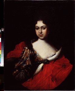 Portrét císařovny Praskovie Ivanovny (1694-1731), neteře Pierra I Le Grand (1672-1725) a dcery Ivana V. (1666-1696). (Portrét Tzarevny Praskovje Ivanovny, neteře Petra Velikého). Peinture de Ivan Nikitich Nikitin (Nikitine) (verze 1680-apre