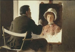 Kramskoy maluje portrét své dcery, 1884 od Ivan Nikolaevich Kramskoy