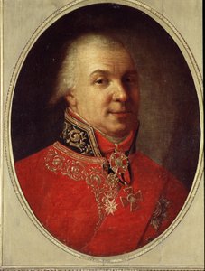 Portrét básníka Gavrilla R. Derzhavin (Gavril nebo Gavrila Derzhavin) (1743-1816) (Portrét básníka Gavrilla R. Derzhavin). Obraz Ivan Petrovič Argunov (Argunov) (1729-1802). Olej na plátně, 61 x 50 cm, před 1801. Ruské umění, portrét 18. století.