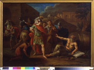 Alexandr Veliký (Alexandr III Makedonie, 356-323 př.nl) navštěvuje Diogenes (Diogenes ze Sinope nebo Cynik, asi 413-asi 327 př.nl) v Korintu (Řecko) od Ivan Philippovich Tupylev