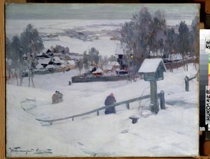 Zimní večer, 20. století (olej na plátně)