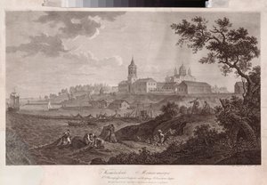 Le monastere Konevsky de la Nativite de la Vierge a Konevets (Konevskij klášter Narození Panny Marie v Konevets) - Oeuvre de Ivan Vasilievich Chessky (Cheskoy) (1782-1848), hlubotisk od Ivan Vasilievich Chessky