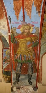 Svatý Michael archanděl. Freska v katedrále Panny Marie Znamení, Novgorod, počátek 18. stol.
