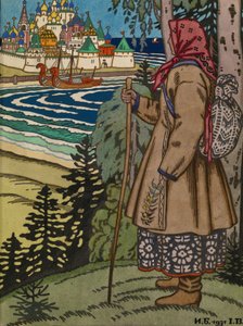Selská dívka. Ilustrace ke knize Contes de lIsba, 1931 od Ivan Yakovlevich Bilibin