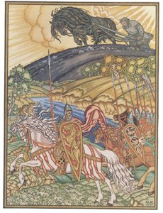 Volha Svyatoslavich a Mikula Selyaninovich, 1940 od Ivan Yakovlevich Bilibin