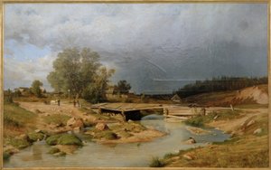 Krajina s dřevěným mostem od Ivan Ivanovich Shishkin