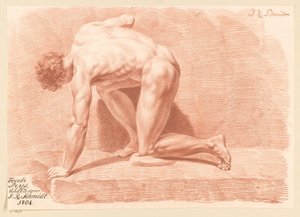 Klečící mužský akt, boční pohled (2. cena 1804) od Izaak Riewert Schmidt