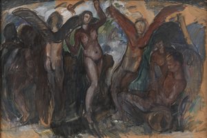 Figurální kompozice s bakchants od J.A. Jerichau