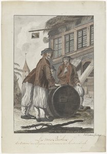 Drie mannen in Zwitserse kleding voor een huis   1355658   cs       czech Successfully Translated  Original: An Ancient Picture of the Boat Bridge at Sano in Kozuke Province from the series Curious Views of Famous Bridges in the Provinces Translat: An Anci od J.A. Zoutman
