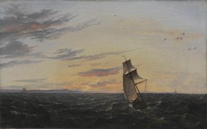 Přímořská krajina. Pobřeží ostrova Rujána ve večerním světle od Johan Christian Dahl