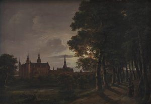 Hrad Frederiksborg za měsíčního svitu od Johan Christian Dahl